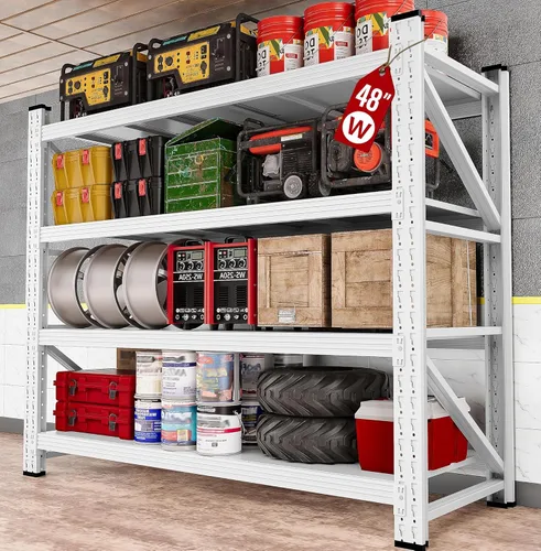 Vista 18 de 48" Wide Heavy Duty Garage Shelving Units,3000LBS Deep Storage Shelves,Orange Metal Garage Shelves,Large Storage Rack,Steel Shelf,Industrial