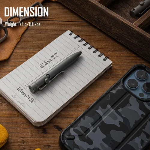 Vista 4 de KeyUnity KP05SW Bolt Action Pen con clip y llavero mosquetón de titanio KD00