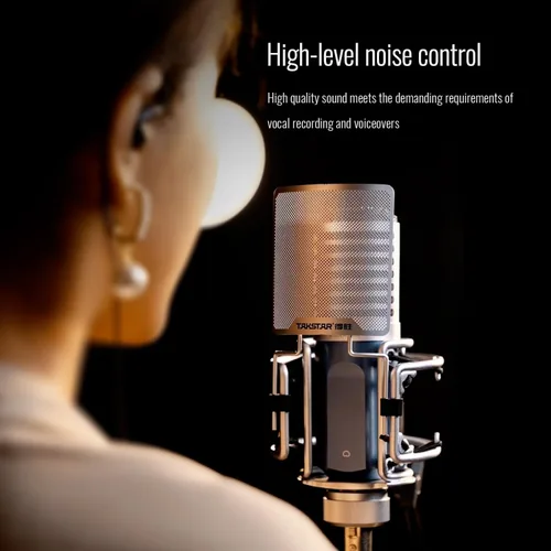 Vista 5 de TAKSTAR XLR - Micrófono de condensador cardioide, micrófono de grabación profesional de diafragma grande de 1.34 pulgadas con soporte de choque