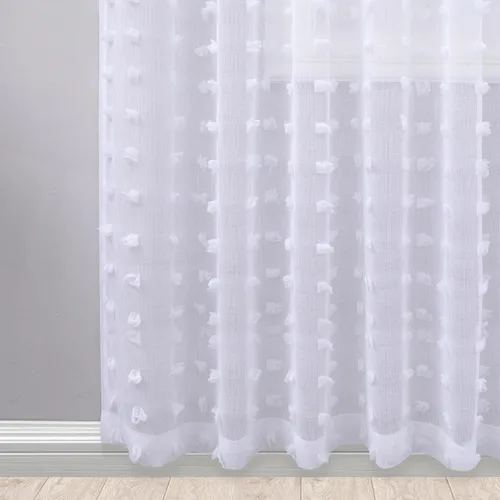 Vista 6 de Cortinas negras KOUFALL de 45 pulgadas de largo para ventana de cocina, cortinas transparentes con pompones y textura de encaje bohemio con bolsillo