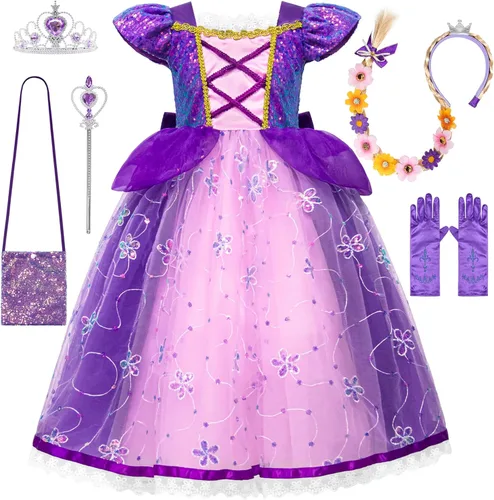 VORLITS Disfraz de princesa para niñas, disfraz de cosplay, Halloween, Navidad, fiesta de disfraces