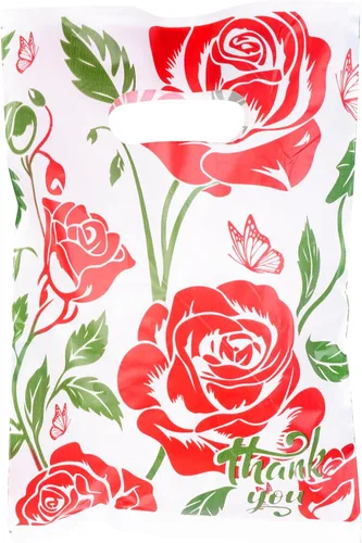 Vista 30 de ysmile Pequeña bolsa de compras de plástico negro con asa para pequeñas empresas Bolsa de plástico de mercancía troquelada bolsa de polietileno 100