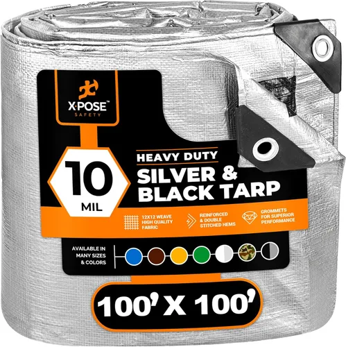 Vista 81 de Lona de Polietileno de Servicio Pesado - 5' X 7' - 10 Mil de Grosor Impermeable, Cubierta Protectora Bloqueadora de UV - Reversible Verde y Negro
