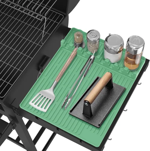 Vista 13 de Juego de herramientas de parrilla de silicona para Blackstone - Gran espátula de silicona con almohadilla para goteo - Accesorios de parrilla