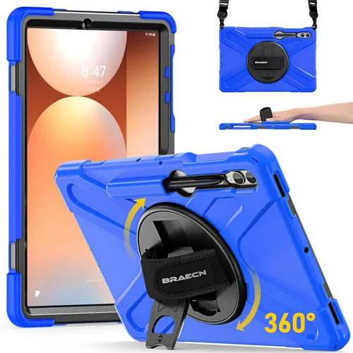 Vista 15 de BRAECN Funda para Samsung Galaxy Tab S10 Plus 2024/S9 Plus/S9 FE+/S8 Plus/S7 Plus/S7 FE 12.4 pulgadas, resistente a prueba de golpes con soporte