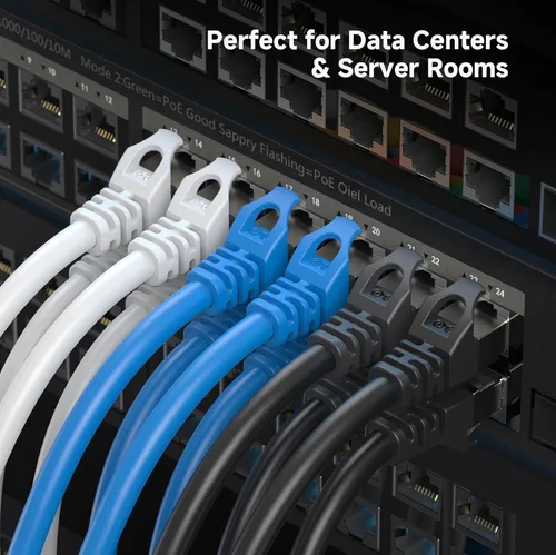 Vista 8 de Cable Matters Paquete de 5 cables Ethernet Cat 6A blindados cortos sin enganches de 10 Gbps, cable Cat 6A, cable Cat6A, cable Ethernet, azul