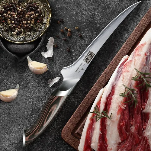 Vista 5 de HOSHANHO - Cuchillo de filetear de 7 pulgadas, cuchillo para deshuesar súper afilado en acero inoxidable de alto carbono, cuchillos de pescado