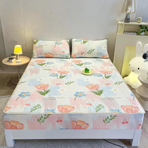 Vista 8 de Sábana bajera elástica con estampado de látex para verano, con bolsillo profundo, para dormitorio de niños y niñas, protector de colchón de dibujos