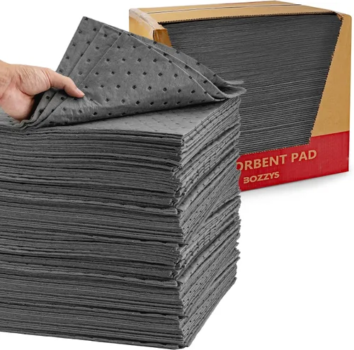 Vista 13 de Almohadillas absorbentes de aceite, 16 x 20 pulgadas, solo aceite, paquete de 100 unidades, control industrial de derrames para aceite y combustible