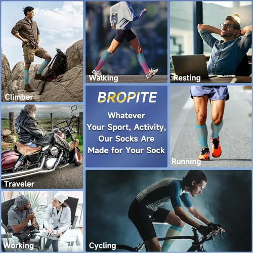 Vista 8 de bropite Calcetines de compresión sin dedos para mujeres y hombres, 2 pares de calcetines de compresión de punta abierta, soporte de 15-20mmHg