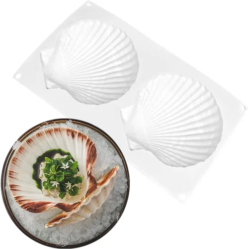 Vista 5 de mostsom Molde de silicona para hornear Big Sea Shell para hornear 3D Bakeware Molde de chocolate Molde de magdalenas Pan Pastel DIY Muffin