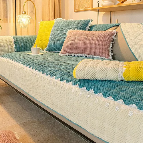 Funda suave para sofá modular, funda antideslizante de felpa para sofá para mantener el calor, protector de sofá para perros, gatos, mascotas y Azul