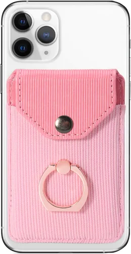 Vista 20 de Soporte para anillo en la cartera para teléfono celular, billetera delgada de cuero con tarjeta de crédito, funda de bloqueo RFID, color negro