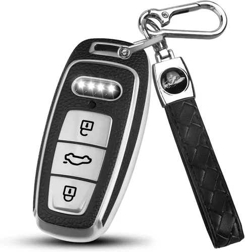 Vista 15 de QBUC Funda para llavero Audi con llavero, funda protectora de TPU suave compatible con llave inteligente Audi A3 A6 A7 A8 Q7 Q8 E-Tron S3 S6 S7 SQ7