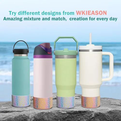Vista 5 de WK IEASON 2 Piezas Protector de Base Tipo Bota para Vaso Stanley Quencher Adventure 40oz y Stanley IceFlow 20oz 30oz y Compatible con Botella de 3D