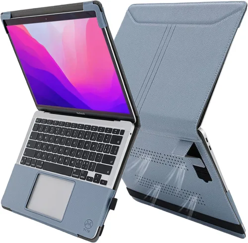 Vista 10 de TYTX - Funda compatible con MacBook Pro de 13 pulgadas, piel sintética 2016-2025 con soporte y rejillas de ventilación para el modelo M2 A2338 M1