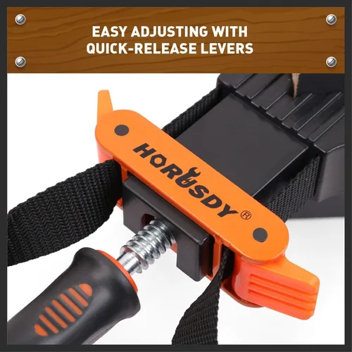 Vista 5 de HORUSDY Abrazadera de banda de 4 piezas, marco de carpintería, soporte de correa para correa de imagen, abrazadera de correa
