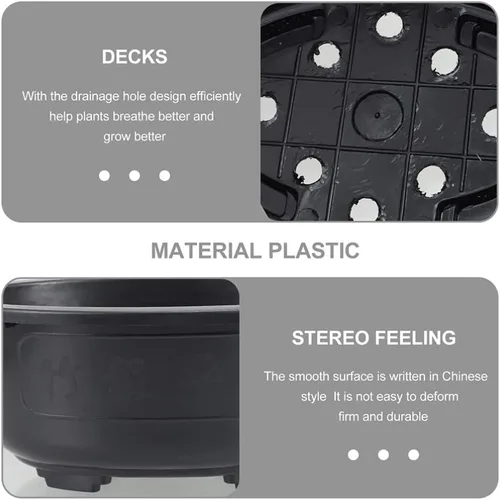 Vista 6 de Angoily 2 macetas de entrenamiento de bonsái de plástico de 17 pulgadas con bandeja de drenaje, maceta ovalada para decoración de escritorio