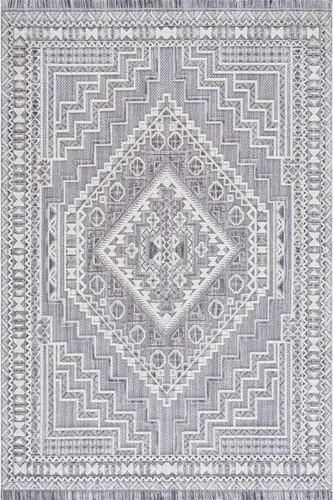 Vista 2 de Hauteloom Alya Hallway, Tapete de pasillo de cocina, bohemio, de transición, pelo alto, gris, gris claro, blanco, 2 pies 7 pulgadas x 7 pies 3