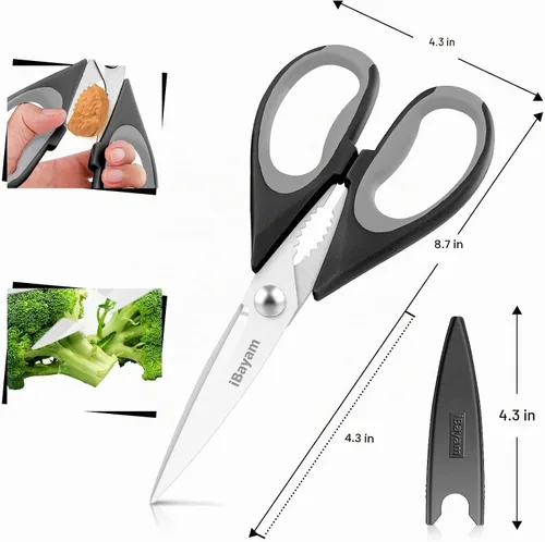 Vista 3 de iBayam - Tijeras de cocina de 8.5 pulgadas con funda, color negro