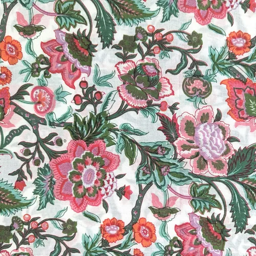Vista 17 de AVKA Studio Tela Estampada a Mano por Yarda - PRECORTADA 3 Yardas 42 Pulgadas de Ancho - Material 100% Algodón - Patrón Floral Rosa - Tela India