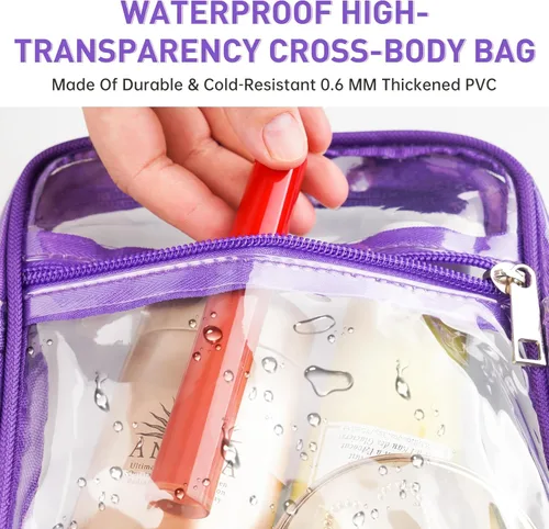 Vista 7 de Aphlos PVC Clear Crossbody Bag with Adjustable Straps, Versatile Waterproof Transparent Skateboard Backpack 5.9x7.8x1.6 Inch