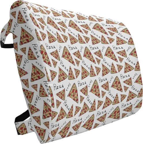Vista 16 de Ambesonne Almohada de viaje para pizza, con patrón dibujado a mano, menú de pizzería, comida rápida, deliciosa comida gourmet, accesorio de viaje