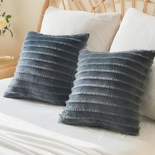 Vista 39 de BEDELITE - Juego de 2 fundas de almohada de vellón y franela estándar, supersuaves, con cierre, acogedoras, de terciopelo mullido, para todas