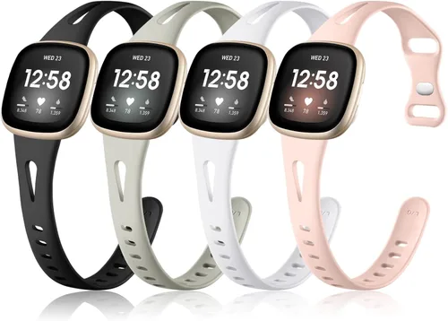 Vista 14 de Ouwegaga Compatible con Correas Fitbit Versa 4 para Mujer/Sense 2/Sense/Versa 3 para Hombre, Correa Deportiva delgada de silicona suave Compatible
