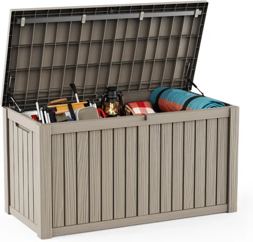 Vista 22 de DRATO Cajas de terraza, caja de almacenamiento al aire libre de 30 galones para cojín de patio, herramientas de jardín, impermeable y resistente a