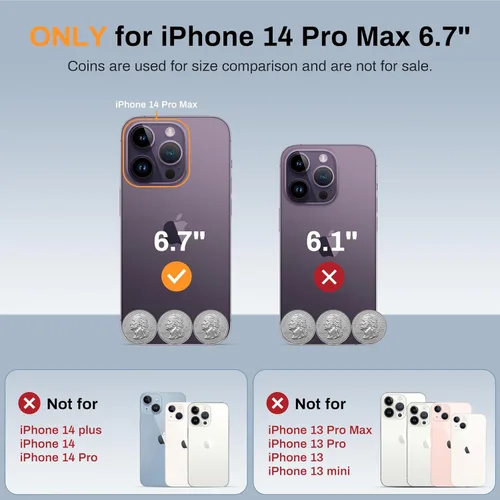 Vista 2 de Funda para iPhone 14 Pro Max, protección contra caídas de grado militar, compatible con MagSafe, fuerte magnético a prueba de golpes, translúcido
