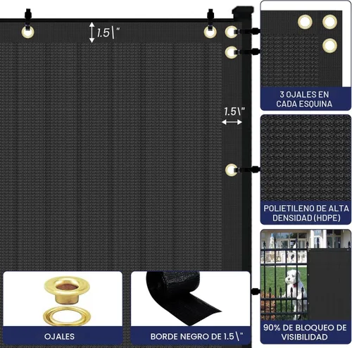 Vista 4 de Windscreen4less - Pantalla de valla de privacidad de 6'x50', malla resistente para sombreado, cubierta de tela para jardín, pared, patio, piscina