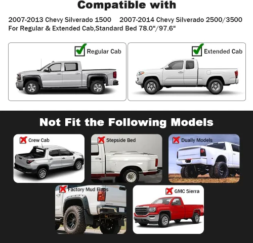 Vista 2 de PIT66 Aletas de parachoques, compatibles con Chevy Silverado 1500 07-13/Silverado 07-14 2500 HD 3500 HD