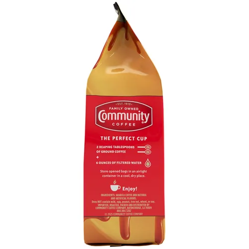Vista 3 de Community Coffee Caramelo sabor a mantequilla de galletas de 12 onzas, café molido de tostado medio, bolsa de 12 onzas (paquete de 1)