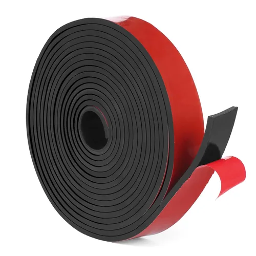 Vista 7 de WochiTV Tiras de Goma Sólida Adhesivas, 1/2" de Ancho x 1/16" de Grosor x 180" de Largo, Rollos de Goma de Neopreno Negro Autoadhesivos, Perfectos