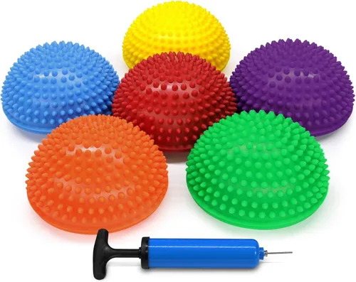 Yes4All Hedgehog Balance Pods for Exercise, Core Body Balancing, Balance Pods for Youth & Adults with Hand Pump - Set of 5