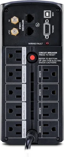 Vista 4 de CyberPower CP850AVRLCD - Batería de respaldo inteligente con pantalla LCD y protector contra sobretensiones UPS, 850VA/510W, 9 tomas, AVR