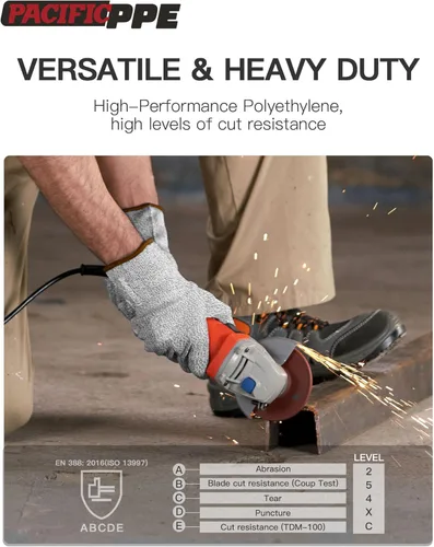Vista 3 de PACIFIC PPE Guantes resistentes a cortes de grado alimenticio, protección de nivel 3, guantes de seguridad para corte de cocina, lavables a máquina