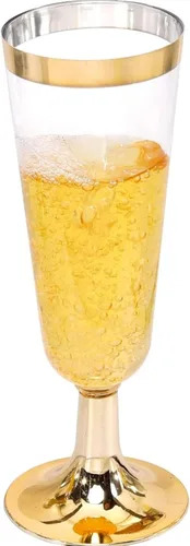 Vista 11 de TemBe 100 copas de champán de plástico desechables, vasos de tostado de 4.5 onzas para decoración, boda, cumpleaños, fiesta de despedida de soltera