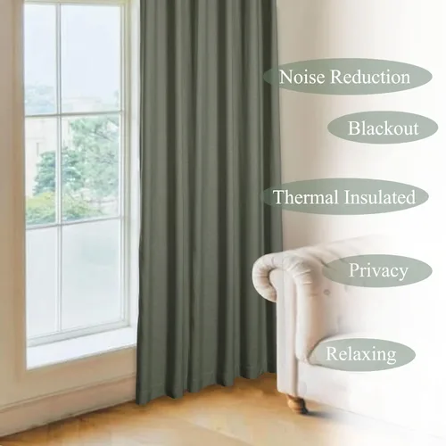 Vista 136 de Frelement Cortinas 100% opacas con forro térmico, cortinas de lino para decoración de Navidad, cortinas plisadas con aislamiento térmico