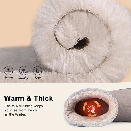 Vista 3 de LongBay Pantuflas de punto de chenilla cálidas para mujer, de espuma viscoelástica, cómodas, de gamuza, esponjosas, de espuma viscoelástica, botas