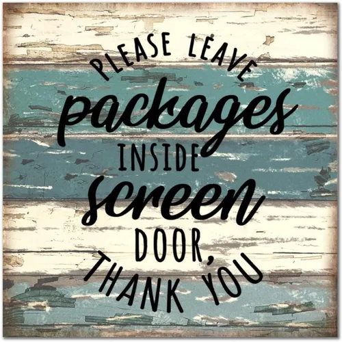 SILYHEART Please Leave Packages Inside Screen Door Wooden Framed Sign Wood Plaque Rustic Literary Quote Home Wall Hanging Sign Decor for Bedroom