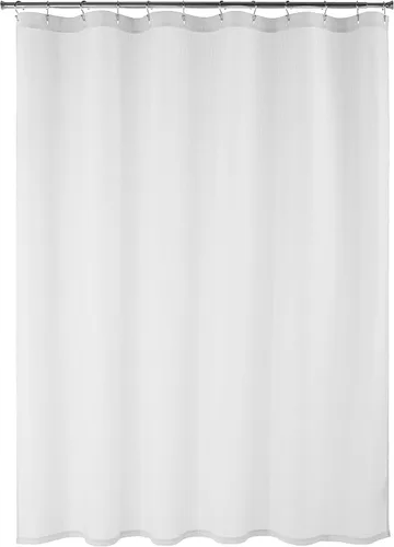 Vista 7 de Yaxa Aware Cortina de ducha con tejido de gofre, 50% poliéster reciclado/50% algodón Bci, gris claro, 72 x 72 pulgadas