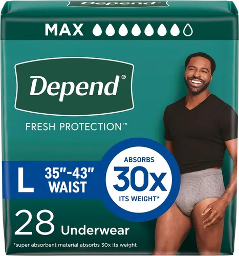 Vista 17 de Depend Fresh Protection - Pañales para adultos, ropa interior para incontinencia para hombres, desechables, máximo, pequeño/mediano, gris, 19