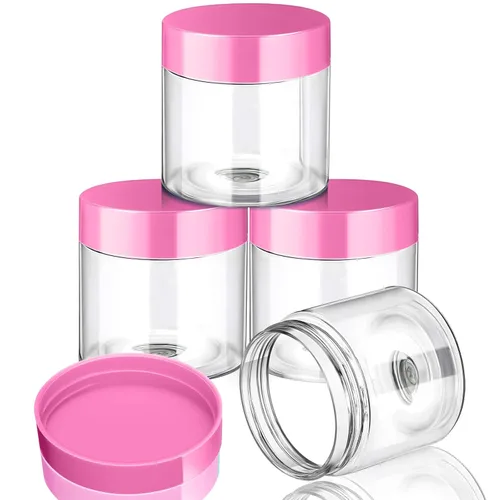 Vista 73 de Patelai 4 piezas de recipientes de plástico transparentes redondos de boca ancha a prueba de fugas con tapas para almacenamiento de viaje