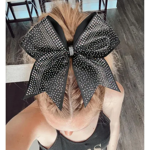 Vista 6 de DEEKA 6 piezas de lazos grandes para el cabello de 8 pulgadas con brillo negro completo, strass brillantes multicolores, lazos para el cabello