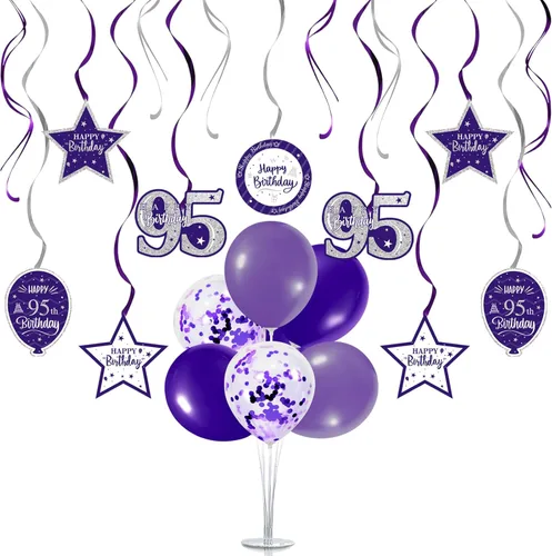 Vista 47 de Juego de decoraciones para fiesta de cumpleaños número 12, serpentinas azules con soporte de globo de mesa azul, decoraciones de fiesta