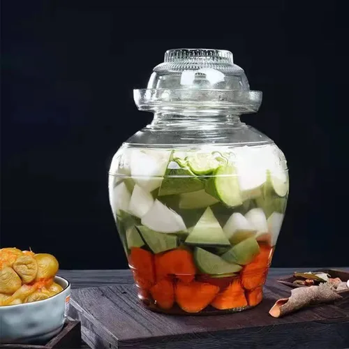 Vista 6 de Tarro de fermentación de 2.5 litros, frasco de pepinillo de boca ancha, kit de fermentación tradicional con tapa de sellado de agua, tarro