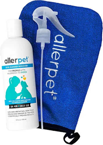 Vista 8 de Allerpet Removedor de caspa de perro con guante aplicador gratuito – El mejor removedor de caspa de mascotas para alérgenos – para tratamiento