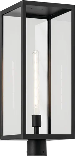 Vista 3 de Kichler Branner 25.5 pulgadas. 1 luz texturizada negra de lujo tradicional actualizada para exteriores con vidrio transparente para pasarelas